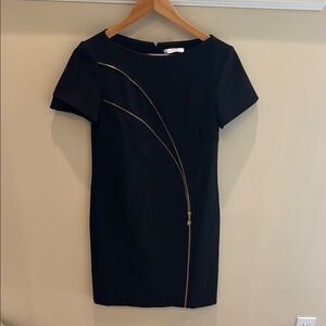 Chic Versace  Black Dress with Gold Zipper Detail